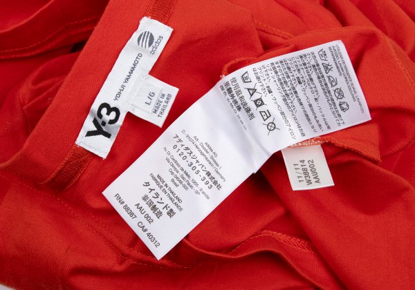 Y-3 Cotton V-Neck T-Shirt Red Size L