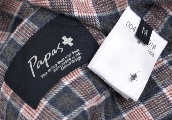 Papas Cotton Check Button-Down Flannel Shirt Red Size M