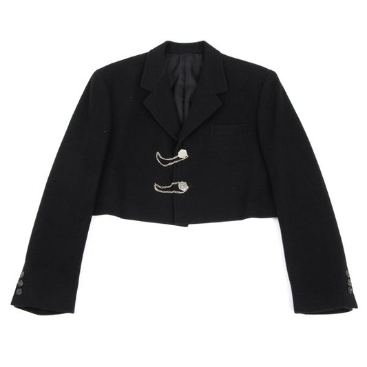 Y's Wool Blend Hexagon Button Short Jacket Black Size M