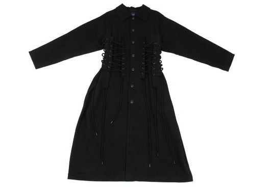 LIMI feu 23AW Flannel Wool Lace-Up Design Coat Black Size 2