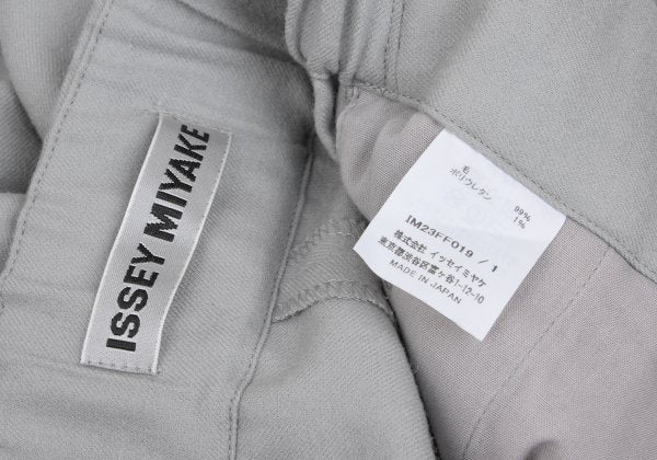ISSEY MIYAKE Wool Back Tuck Wide Pants Gray Size 1