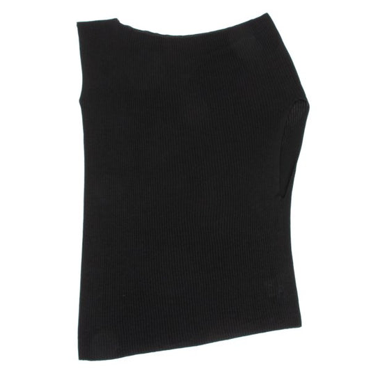 ISSEY MIYAKE Ribbed Asymmetric Tank Top Black Size 2