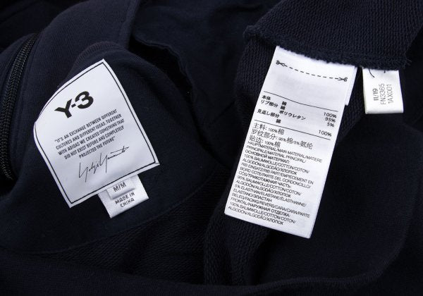 Y-3 Back Logo Print Zip Hoodie Navy Cotton Size M