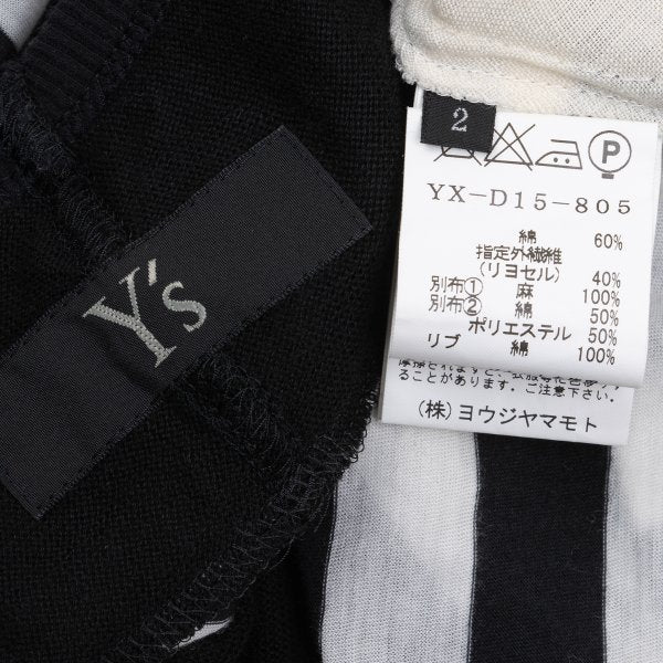 Y's Cotton Back Stripe Panel Design Dress Black Size 2