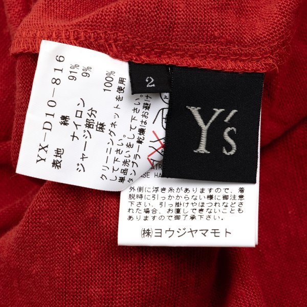 Y's Cotton Blend Flower Jacquard Long Sleeve Tee Red Size 2
