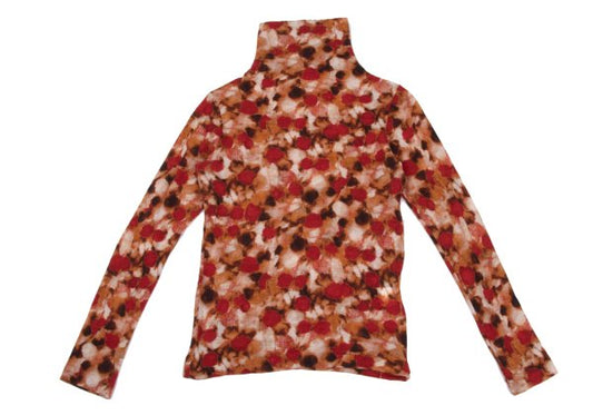 Y's Wool Graphic Print Turtleneck Top Red Size 2