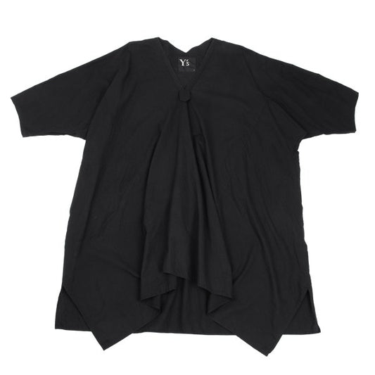 Y's Cotton V-Neck Tunic Black Blouse Size 2