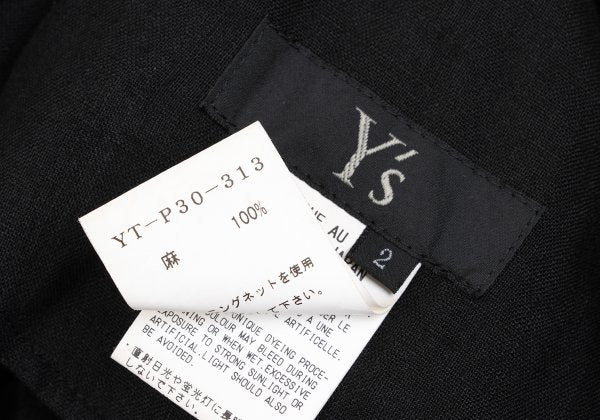 Y's Linen Side Graphic Print Wide Sarouel Pants Black Size 2