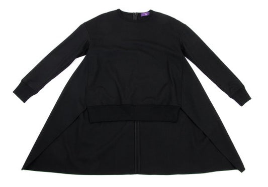 Y's PINK Stretch Wool Back Long Tunic Black Blouse Size 2