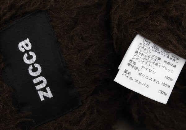 ZUCCA Nylon Twill Puckered Alpaca Fur Jacket Khaki Size S