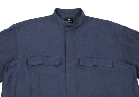 ISSEY MIYAKE im Blue Cotton Mao Collar Shirt Size M