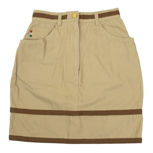 MOSCHINO JEANS Duck Canvas Taping Mini Skirt Beige Size 9