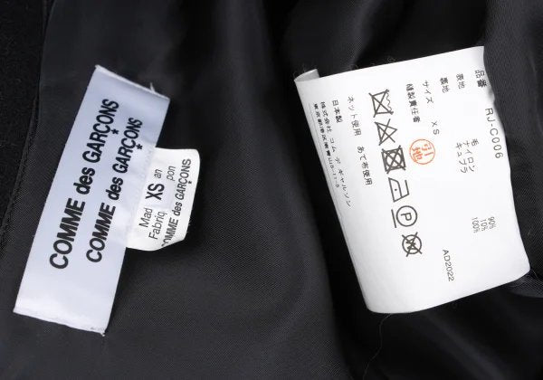 COMME des GARCONS 22AW Melton Wool 2D Coat Black Size XS