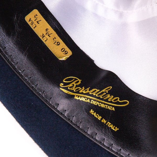 Borsalino Wool Felt Fedora Hat Navy Size 60