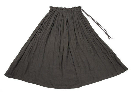 Plantation Linen Wrinkle Pleat Tuck Skirt Green Size M