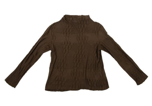 Plantation Cotton Graphic Jacquard Mock Top Brown Size M