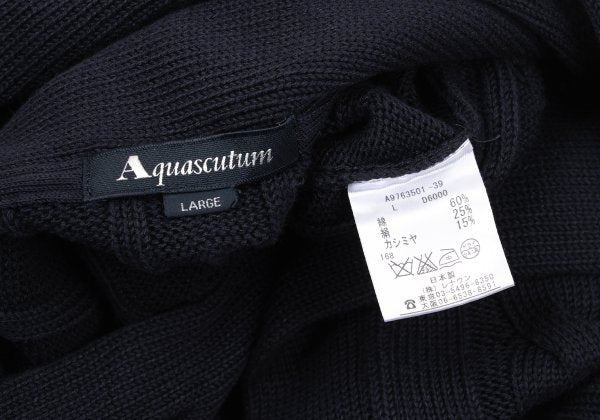 Aquascutum Cashmere Silk Cotton Shawl Cardigan Navy Size L