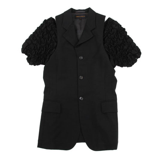COMME des GARCONS Wool Shirring Sleeve Jacket Black Size S