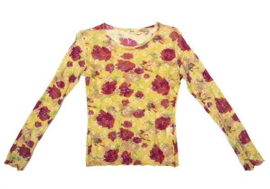 Yohji Yamamoto Iwish Botanical Jacquard Mesh Top Size M