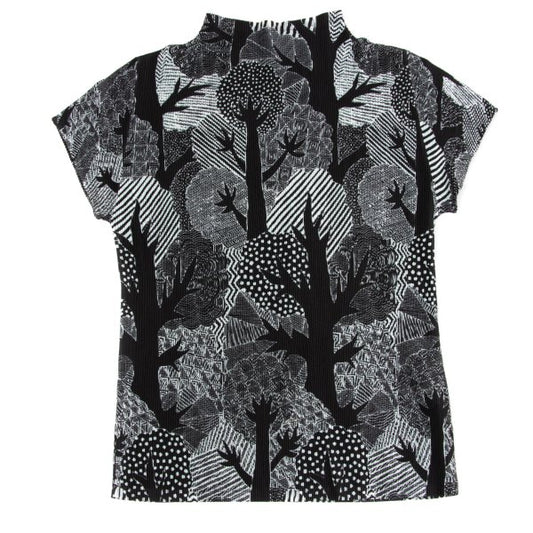 PLEATS PLEASE Forest Print Pleated T-Shirt Black Size 3