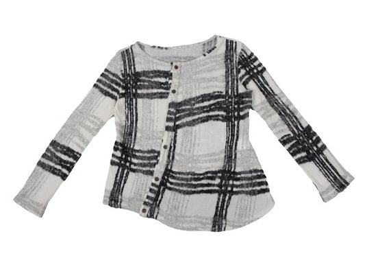 Y's Cotton Wool Check Cardigan Black White Size 2