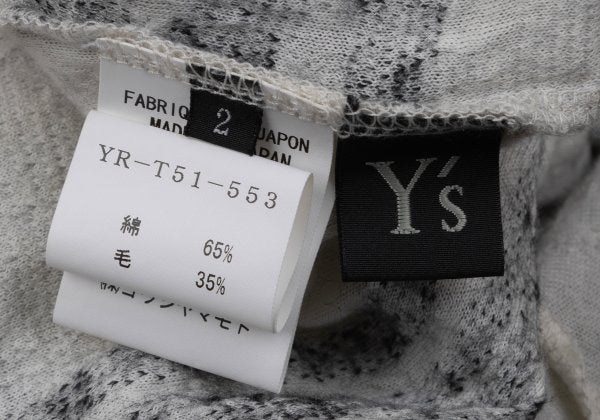 Y's Cotton Wool Check Cardigan Black White Size 2