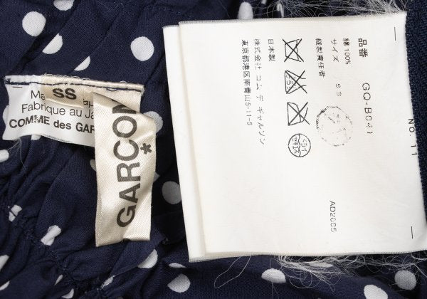 COMME des GARCONS Dot Print Gathered Blouse Blue Size SS