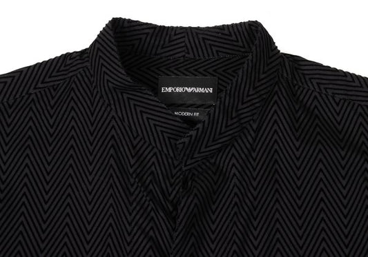 EMPORIO ARMANI Geometric Flocked Band Shirt Black Size 38/15