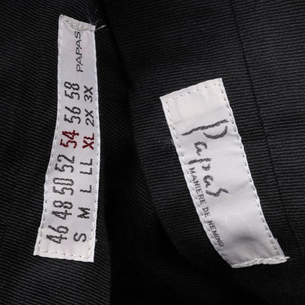 Papas Wool Silk Pinstripe Two-Pleat Pants Black Size 54XL