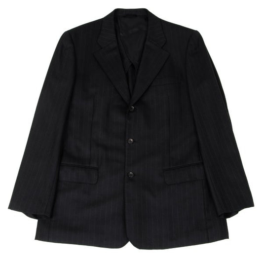 Papas Wool Silk Pinstripe Setup Jacket Black Size 48M 54XL