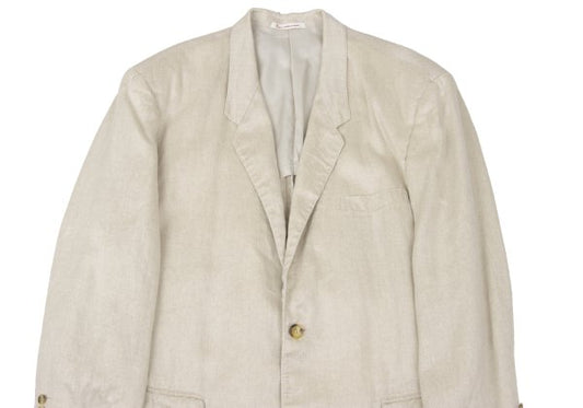 Papas Linen Double Hole Lapel Jacket Beige Size M46