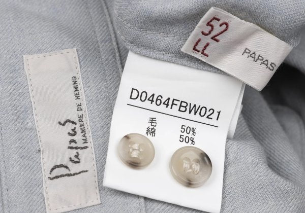 Papas Gray Wool Cotton Long Sleeve Shirt Size 52LL