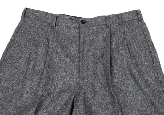 Papas Wool Herringbone Two-Pleat Pants Gray Size LL