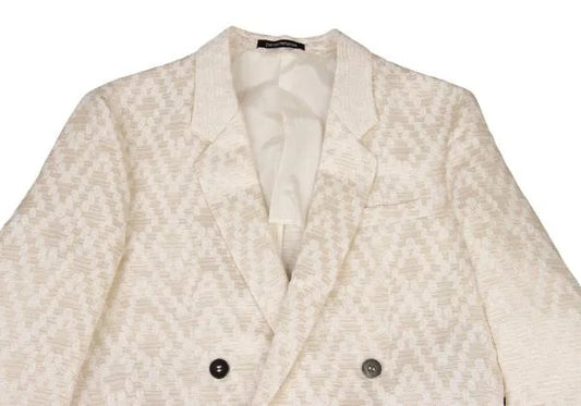 EMPORIO ARMANI Poly Blend Double Jacket Ivory Size 48