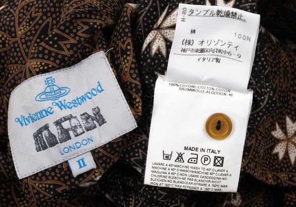 Vivienne Westwood MAN Cotton Flower Print Shirt Brown Size 2