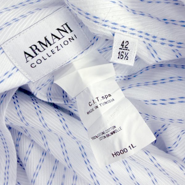 ARMANI COLLEZIONI Stitch Stripe Woven Shirt White Size 42