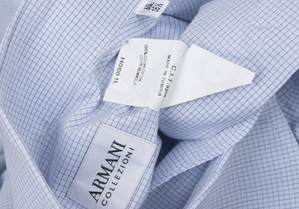 ARMANI COLLEZIONI Cotton Graph Check Shirt Blue Size 42