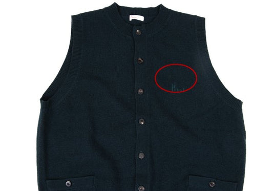 Papas Wool Cashmere Embroidered Logo Knit Vest Navy Size L
