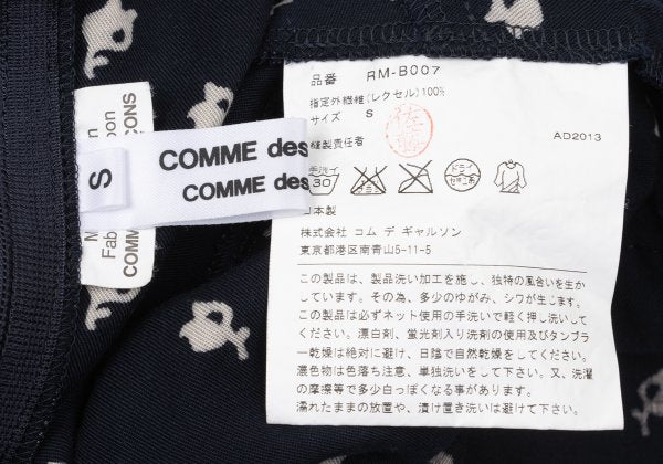 COMME des GARCONS Patterned Dolman Blouse Navy Beige Size S