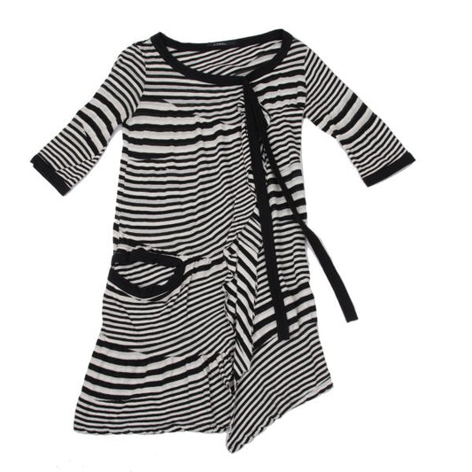 LIMI feu Bias Stripe Panel Tunic Black White Blouse Size M