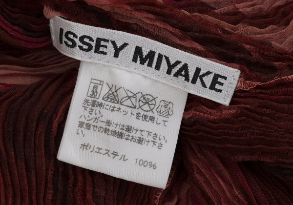 ISSEY MIYAKE Gradient Print Sheer Pleated Top Red Size 2