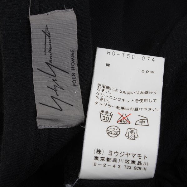 Yohji Yamamoto POUR HOMME Cotton Frill T-Shirt Black Size 3