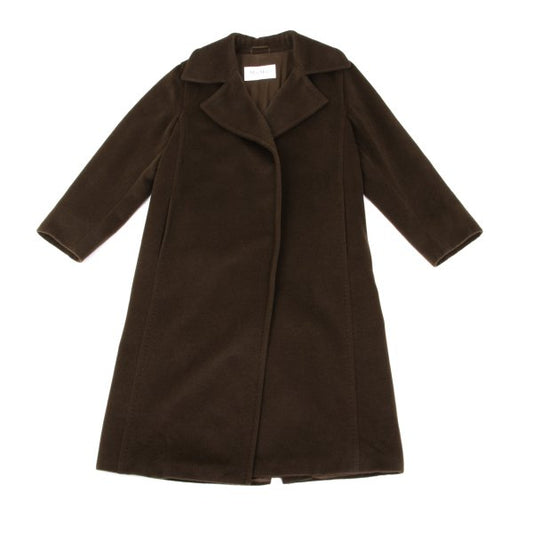 Max Mara Manuela Wool Cashmere Wrap Coat Dark Brown Size 36