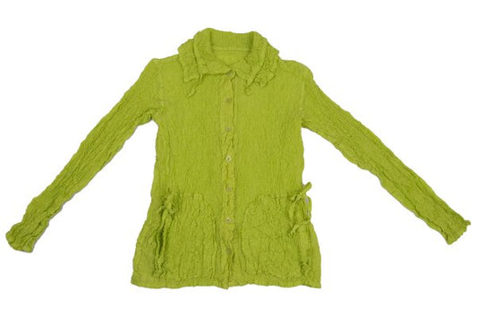 ISSEY MIYAKE me Cauliflower String Button Up Green Shirt Size F