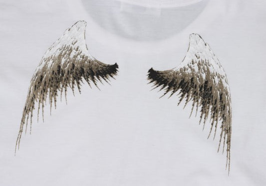 Yohji Yamamoto POUR HOMME Feather Print T-Shirt White Size 3