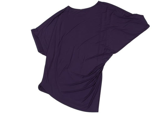 ISSEY MIYAKE Asymmetric Stretch Tunic Purple Blouse Size 2