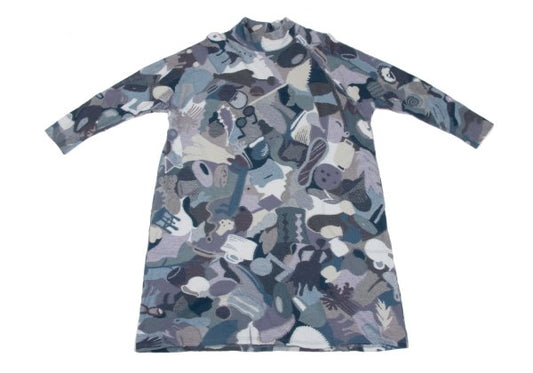JURGEN LEHL Babaghuri Wool Blend Geometric Tunic Blue Blouse Size M
