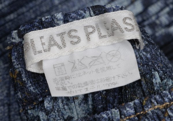 PLEATS PLEASE Patchwork Denim Print Jeans Indigo Size 1
