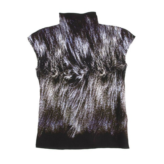 ISSEY MIYAKE me Stretch Pleated Hair Blouse Black Size F