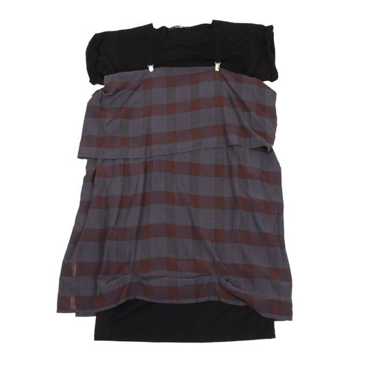 LIMI feu 20SS Check Layered Suspender Dress Black Size S